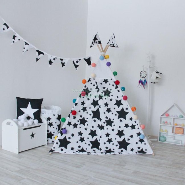 Гирлянда из 8 флажков Black Stars, Арт. vv050140 Гирлянда из 8 флажков Black Stars, Арт. vv050140